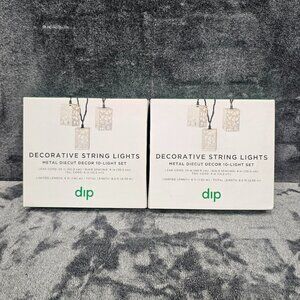 2 sets Dip Decorative String Lights white metal diecut lanterns 10 light set out